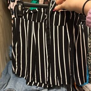 Black and White Striped Shorts